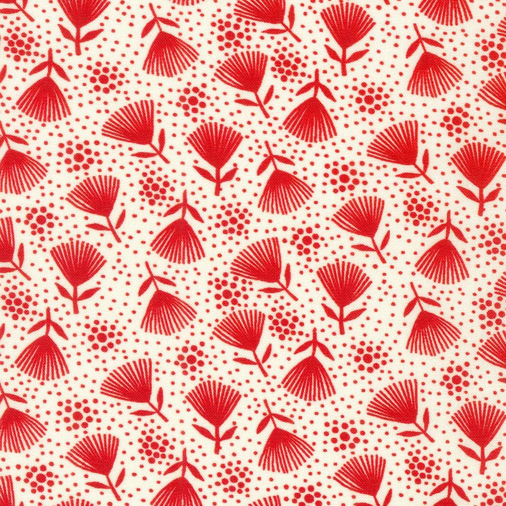 Robert Kaufman Daisy's Redwork - Vintage White - 21265-83