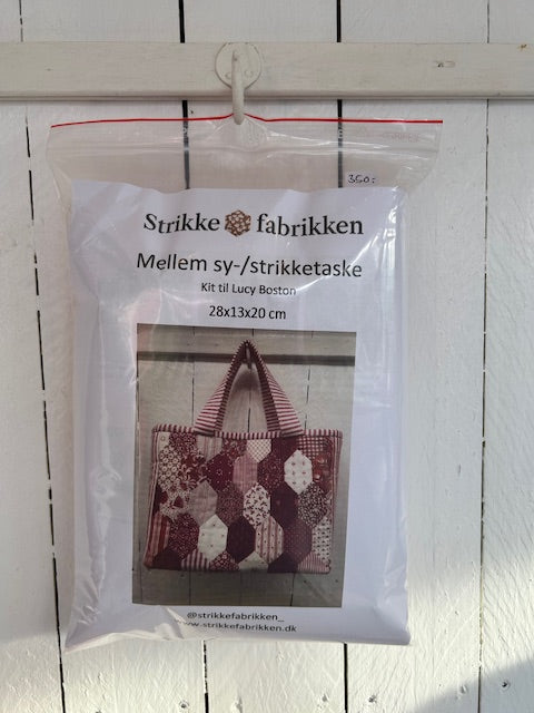 Kit til mellem sy-/strikketaske med rød Lucy Boston
