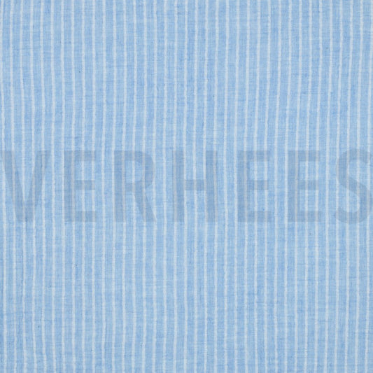 Verhees - Double Gauze Yarn Dyed Stripes - Light Blue 03566.002