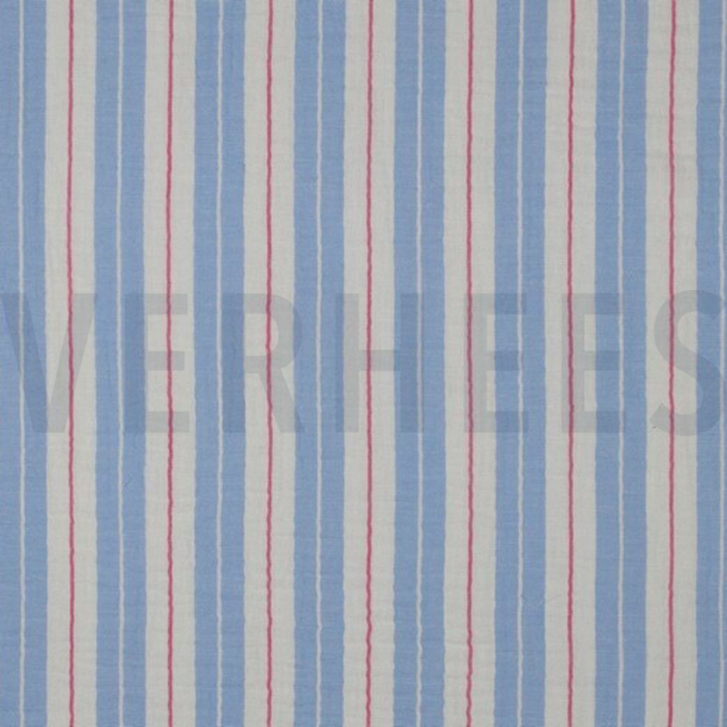 Verhees - Double Gauze Yarn Dyed Stripes - Blue 03792.001