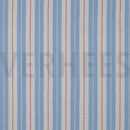 Verhees - Double Gauze Yarn Dyed Stripes - Blue 03792.001
