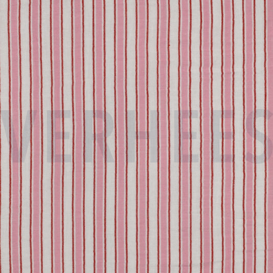Verhees - Double Gauze Yarn Dyed Stripes - Pink 04538.001