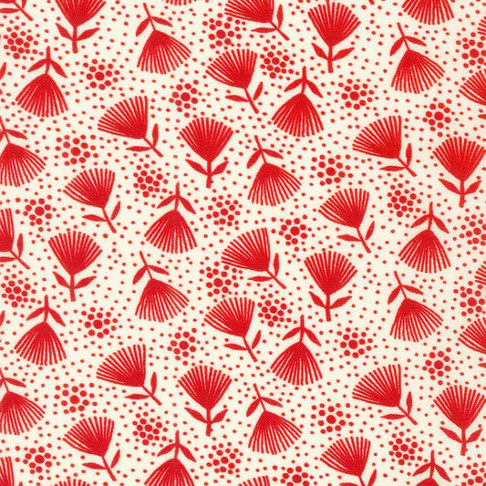 Robert Kaufman Daisy's Redwork - Vintage White - 21265-83