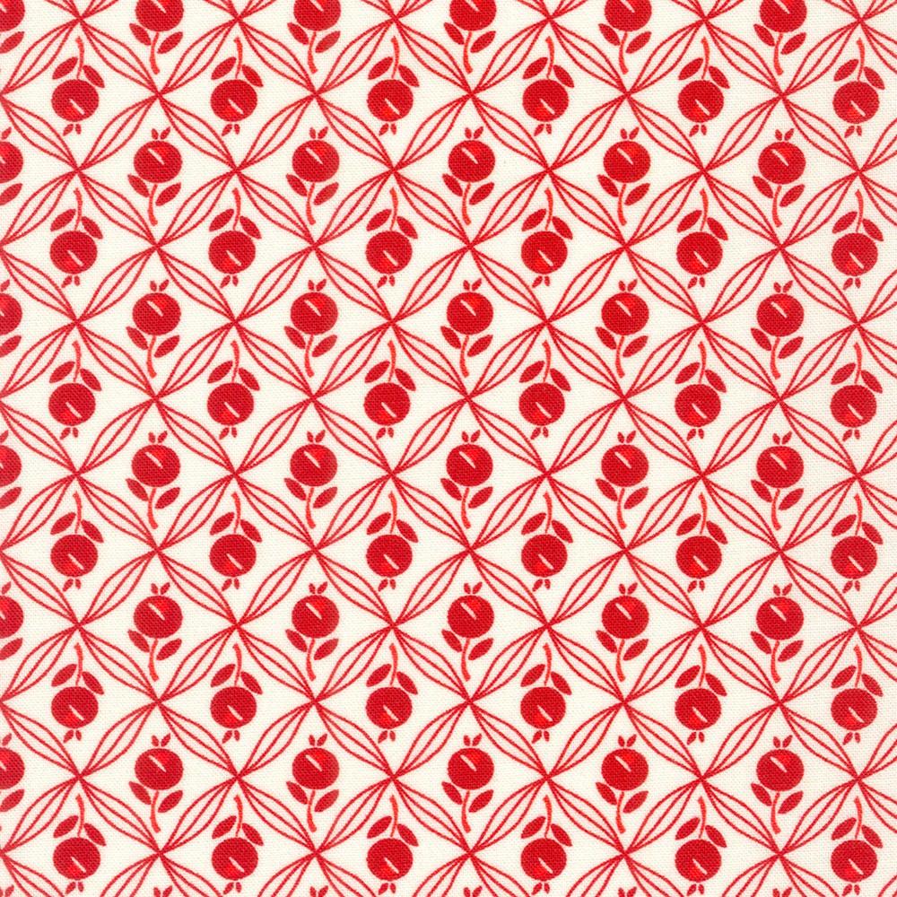 Robert Kaufman Daisy's Redwork - Vintage White - 21268-83