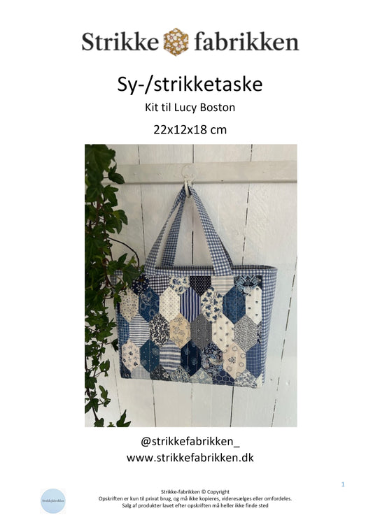Kit til lille sy-/strikketaske med blå Lucy Boston