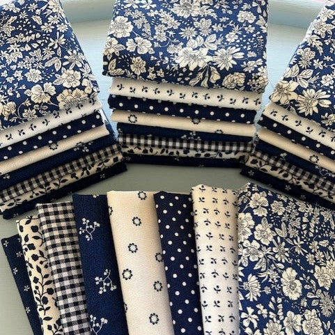 Fabric package in blue colors