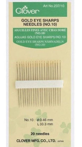Clover nåle Gold Eye Sharps no 10