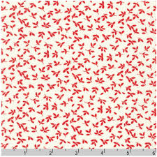 Robert Kaufman Daisy's Redwork - Tiny Leaves Vintage White - 21275-83