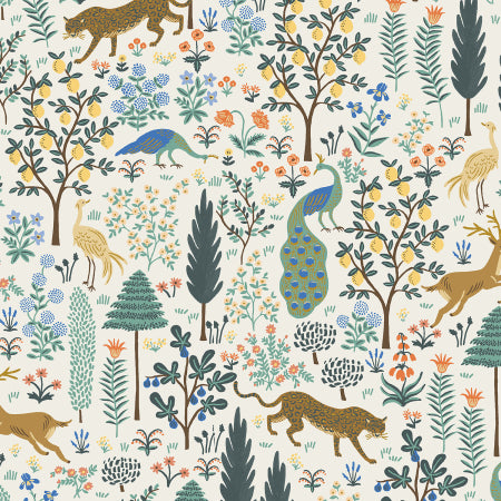 Rifle Paper Co - Camont Menagerie Cream Metallic Fabric - RP700-CR2M